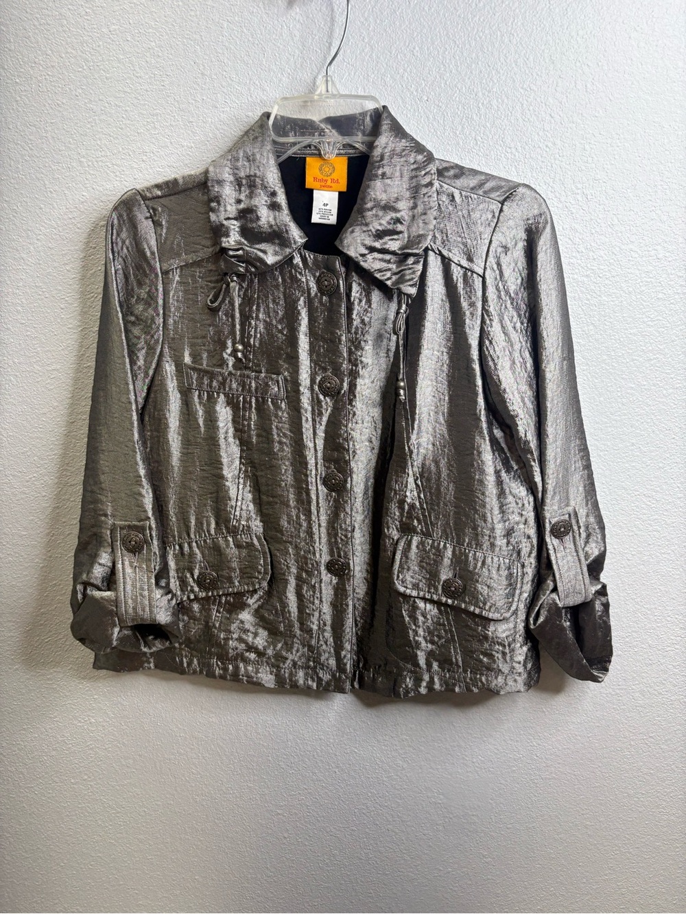 Ruby Road Size 4 Petite Silver Jacket